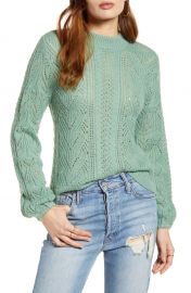 Leith Cozy Pointelle Blouson Sleeve Sweater   Nordstrom at Nordstrom